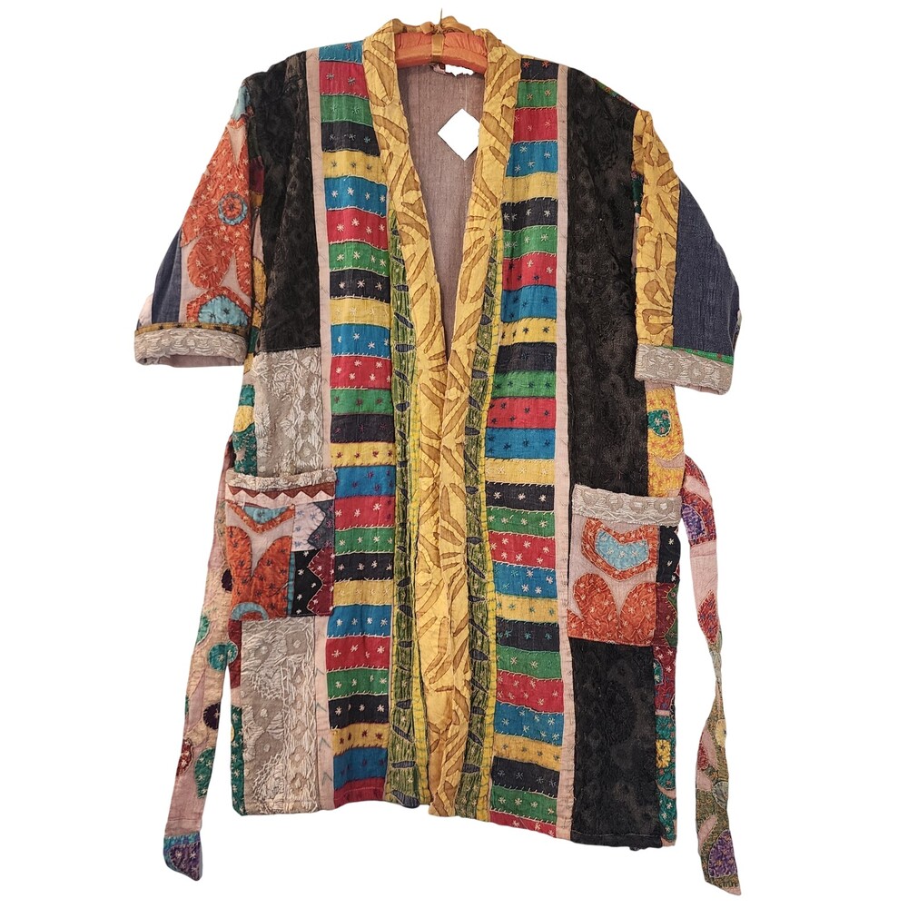 Patchwork Coat Of Many Colors Handmade Boho Upcycled One of A Kind Floral